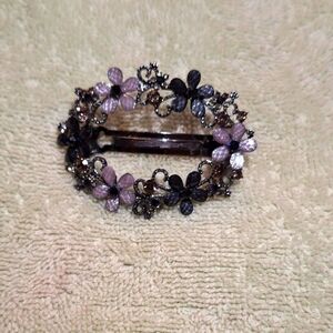 Floral Hair Clip with Pink and Black Accents